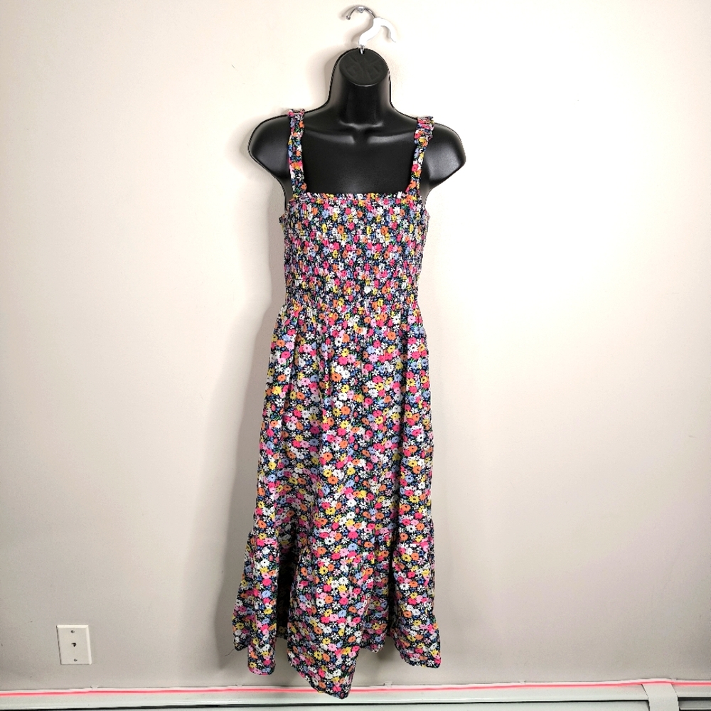 Gap Coquette Prairie Country Floral Print Spring Summer Smocked Midi Dress S - Picture 2 of 7